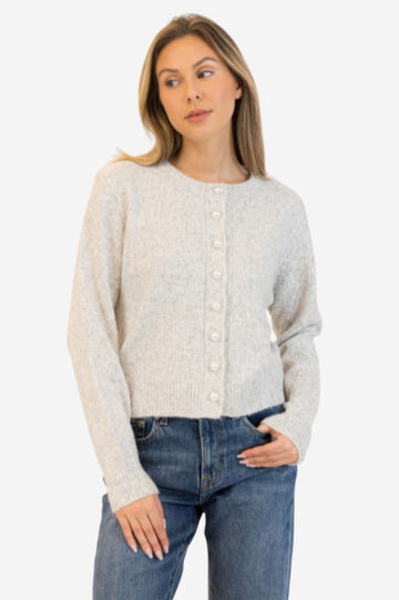 Aisha Pearl Cardigan - Light Grey