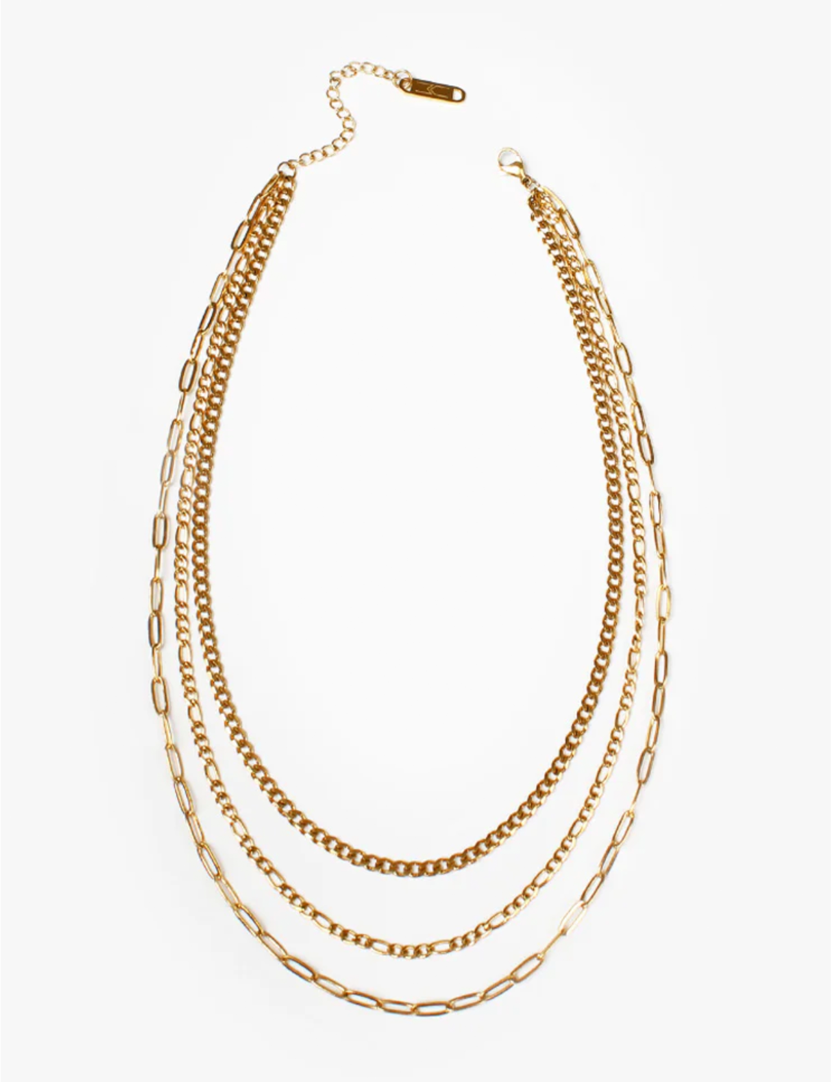 Trilogy Layers Necklace, Gold
