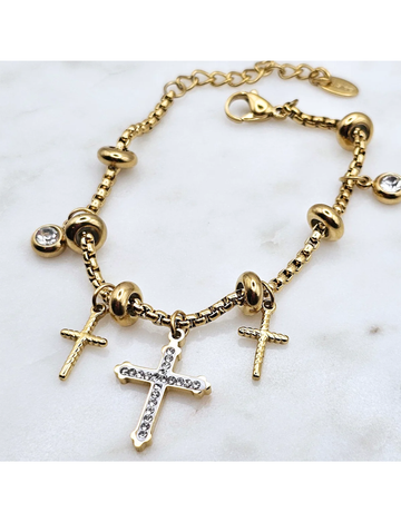 Multi Charm Bracelet, Gold