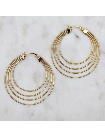 Tre Wire Hoops, Gold