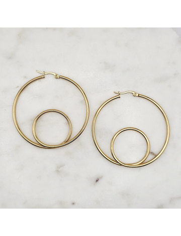 Double Loop Hoops, Gold
