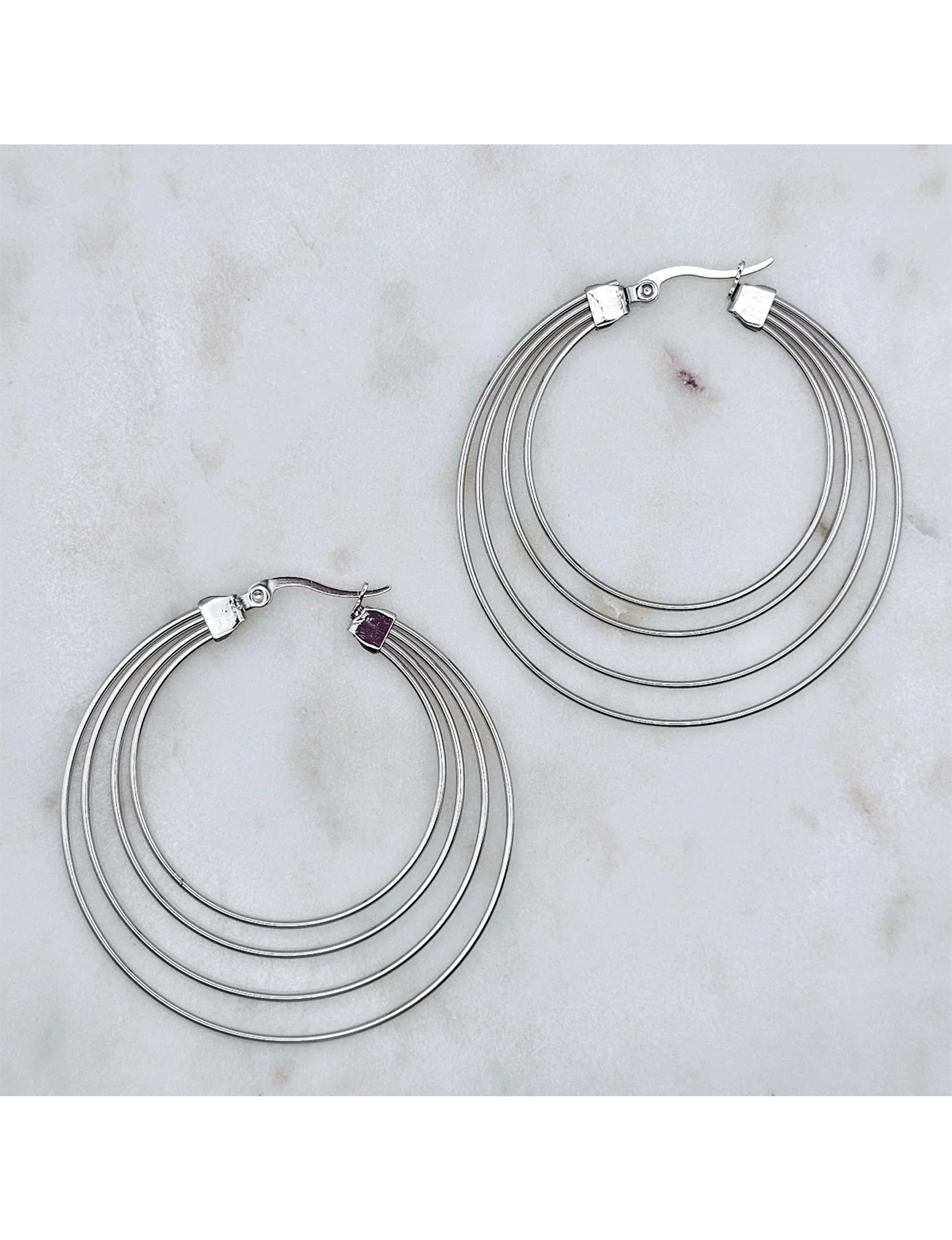 Tre Wire Hoops, Silver