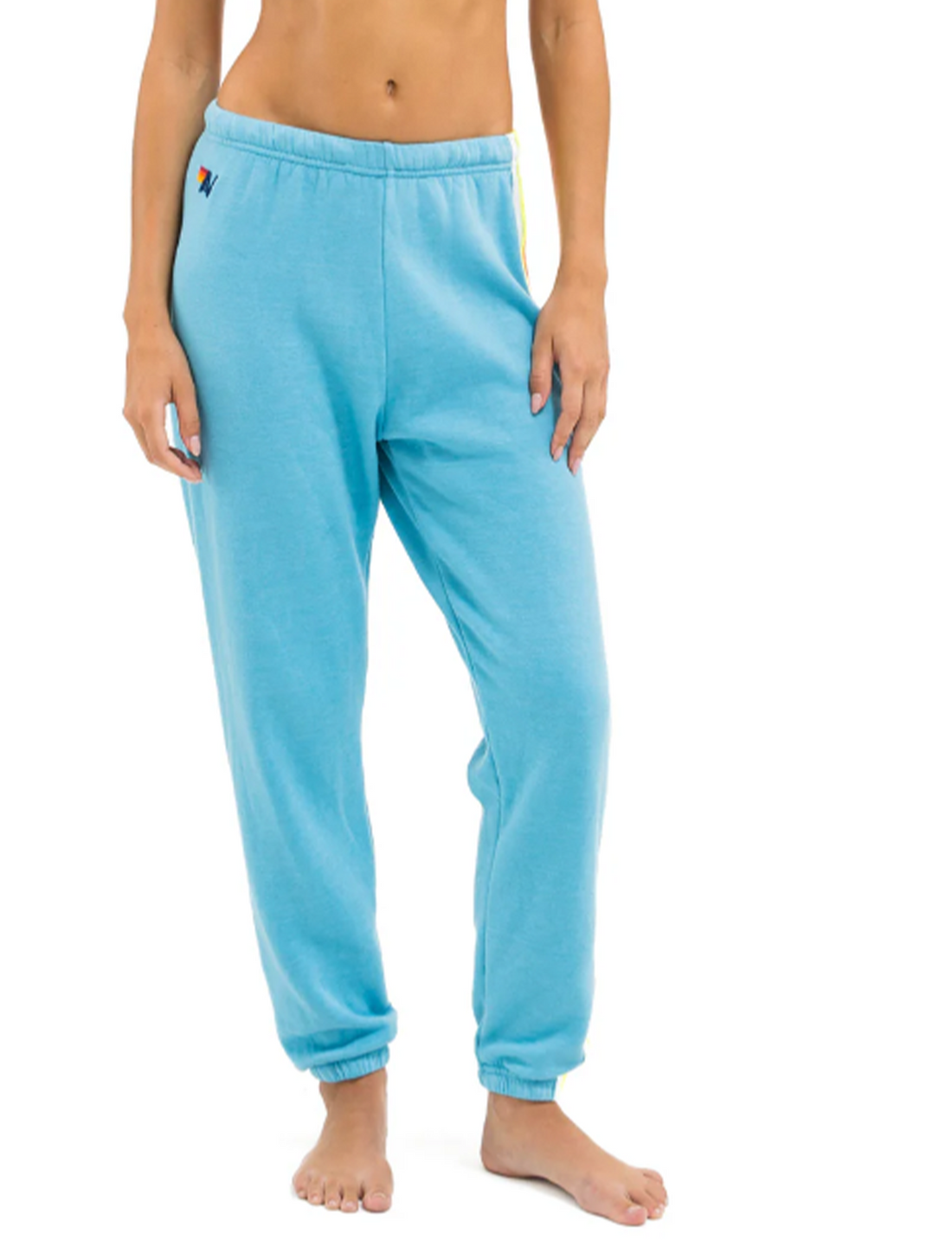 5 Stripe Sweatpants, Aquamarine/White Neon