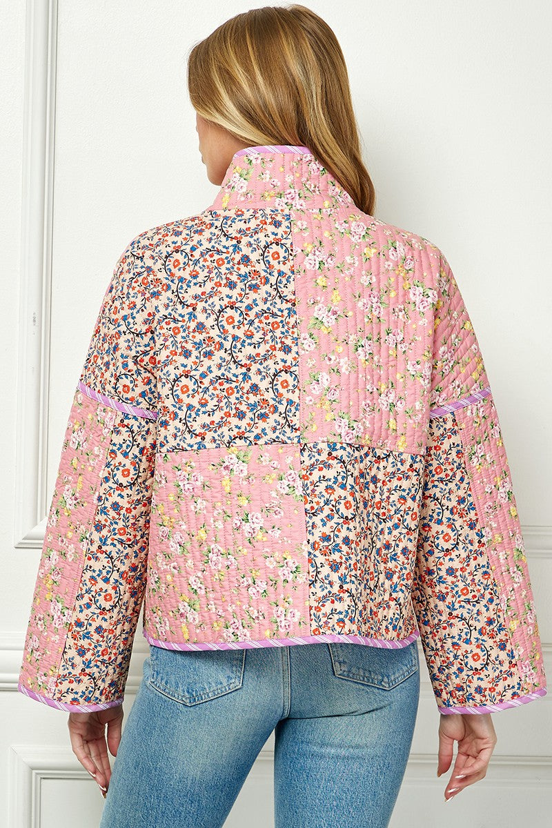 Reversible Quilted Block Pattern Jacket