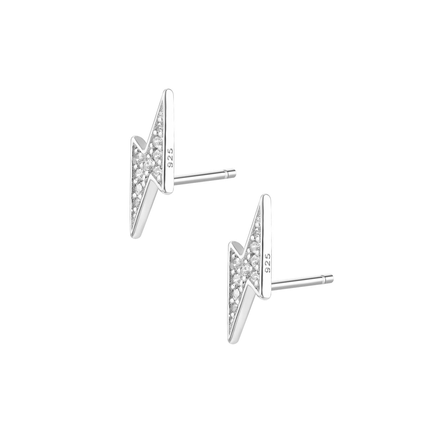 CZ Lighting Stud Silver Earrings
