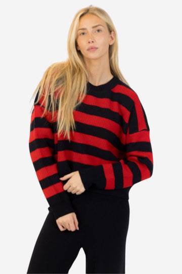 Bobby Crewneck Pullover - Red/Navy