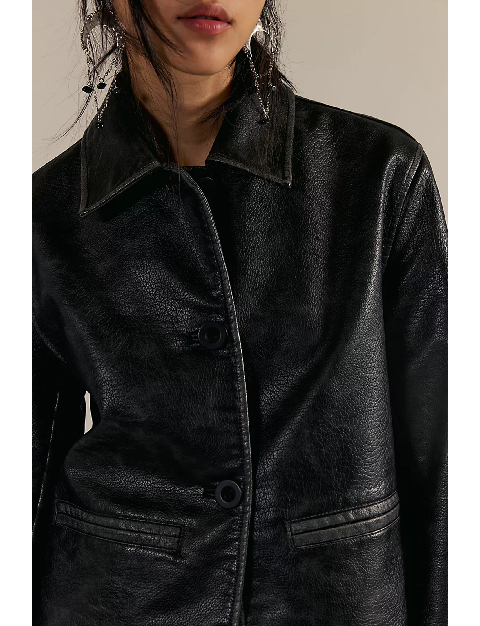 Hera Vegan Leather Jacket, Black