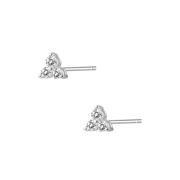 CZ Lotus Stud Silver Earrings