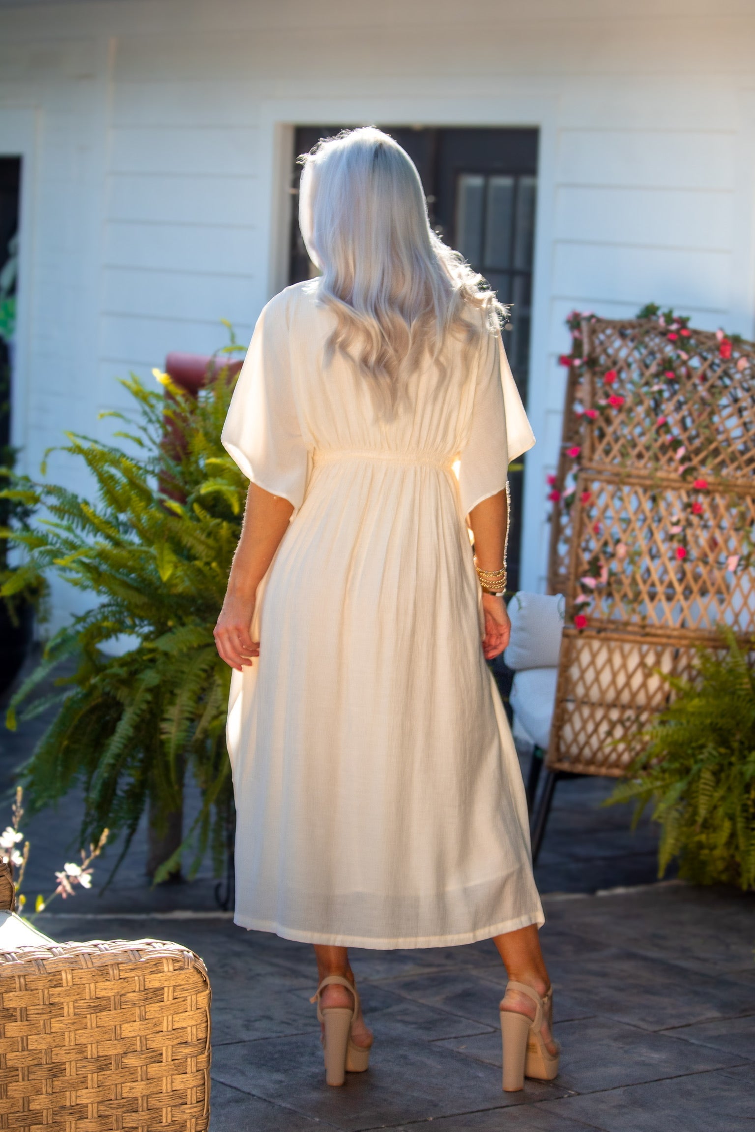 Ivory Caftan Midi Dress