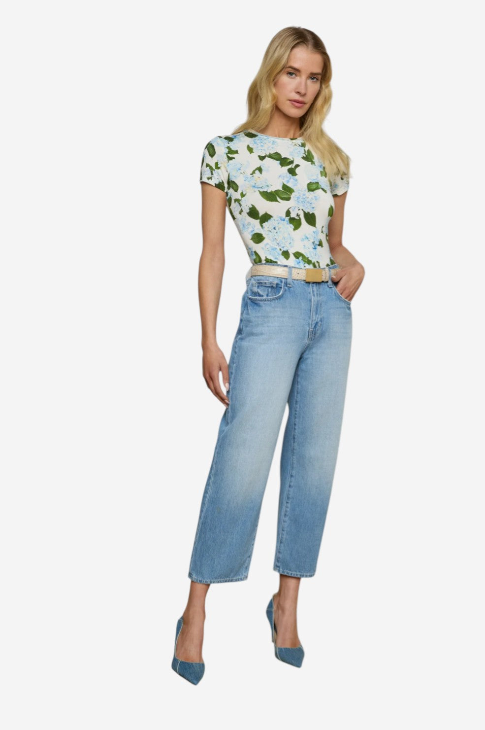 Ressi Tee - Ivory/Light Blue Hydrangea