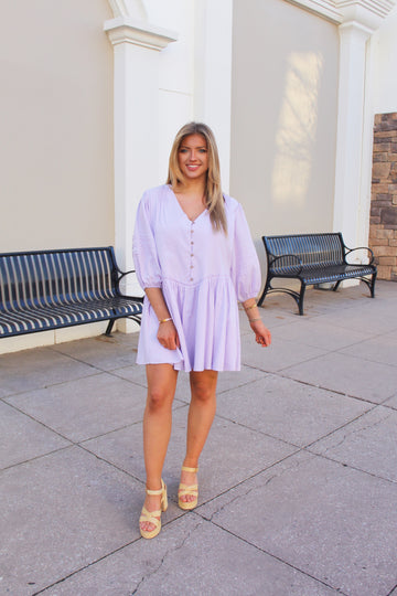 Lavender Button Down Flowy Dress