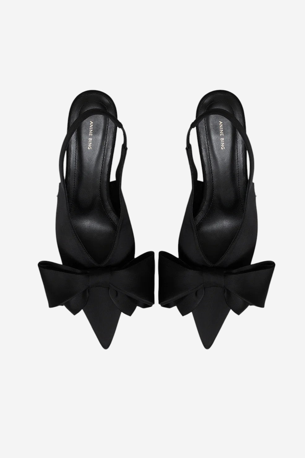 Nina Heels With Bow - Black Satin