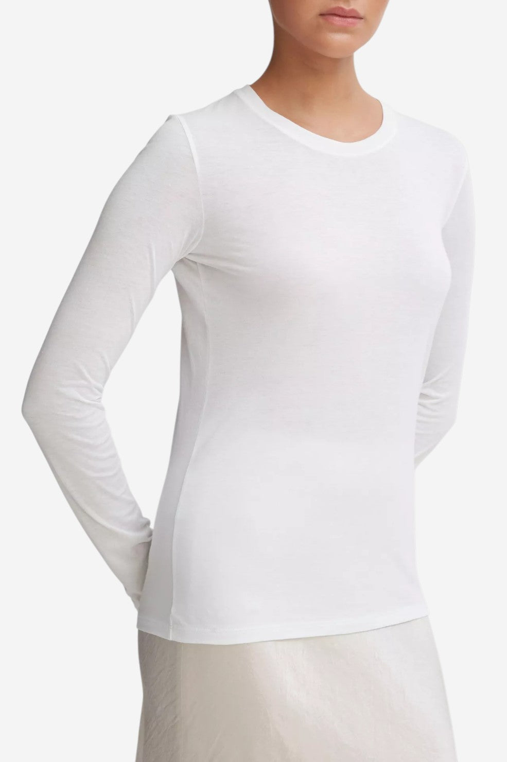 Essential Long Sleeve Crew Neck T-Shirt - Optic White
