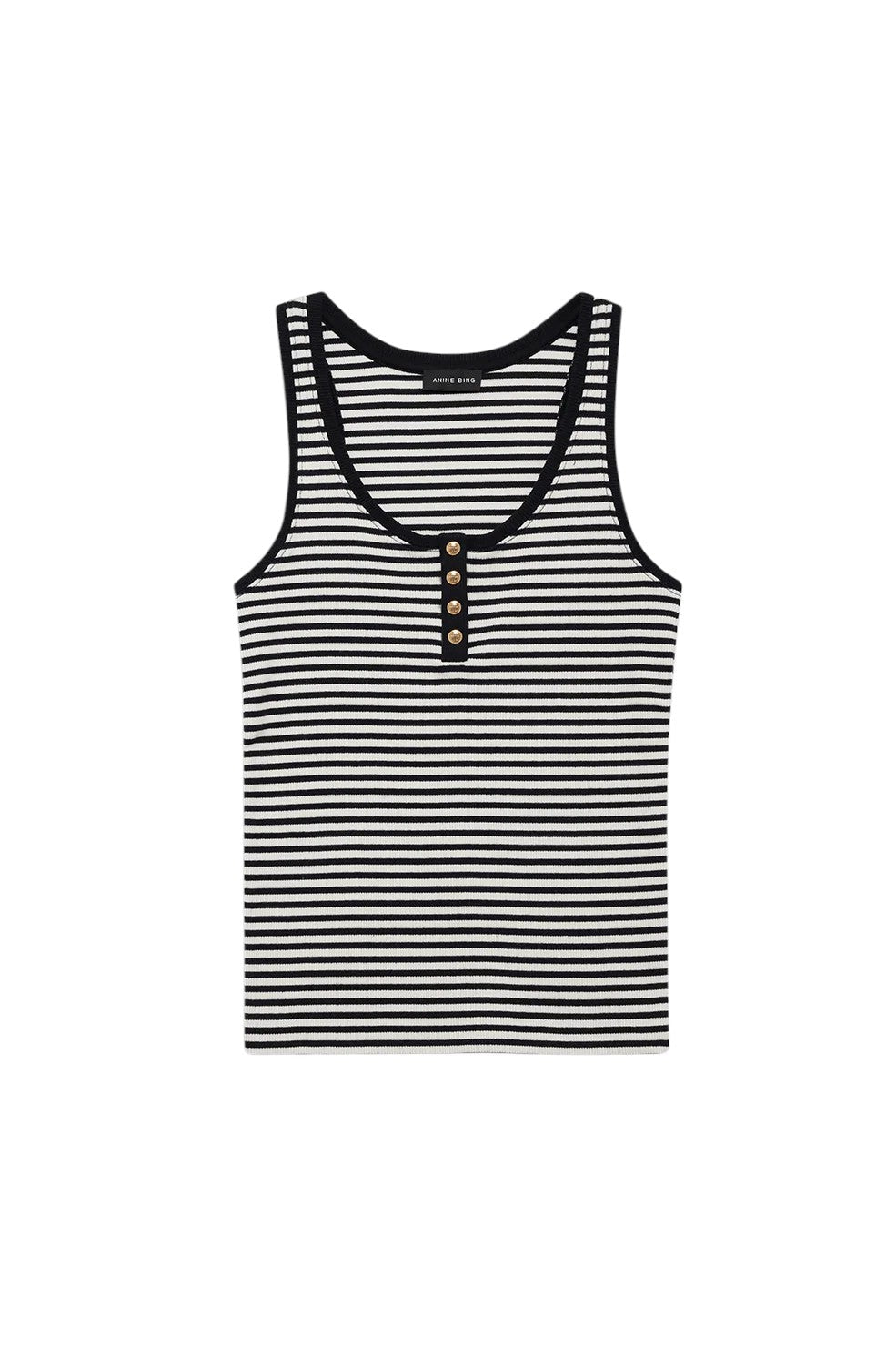 Alessia Tank - Cream And Black Stripe