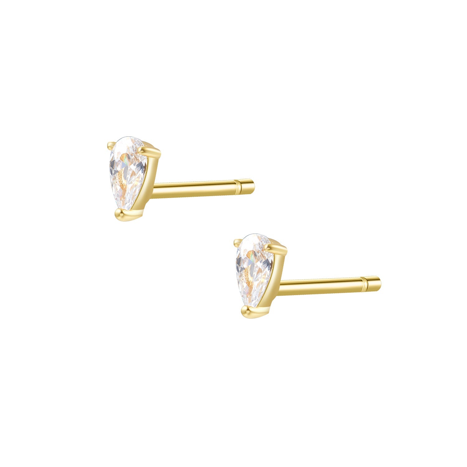 CZ Teardrop Stud Earrings
