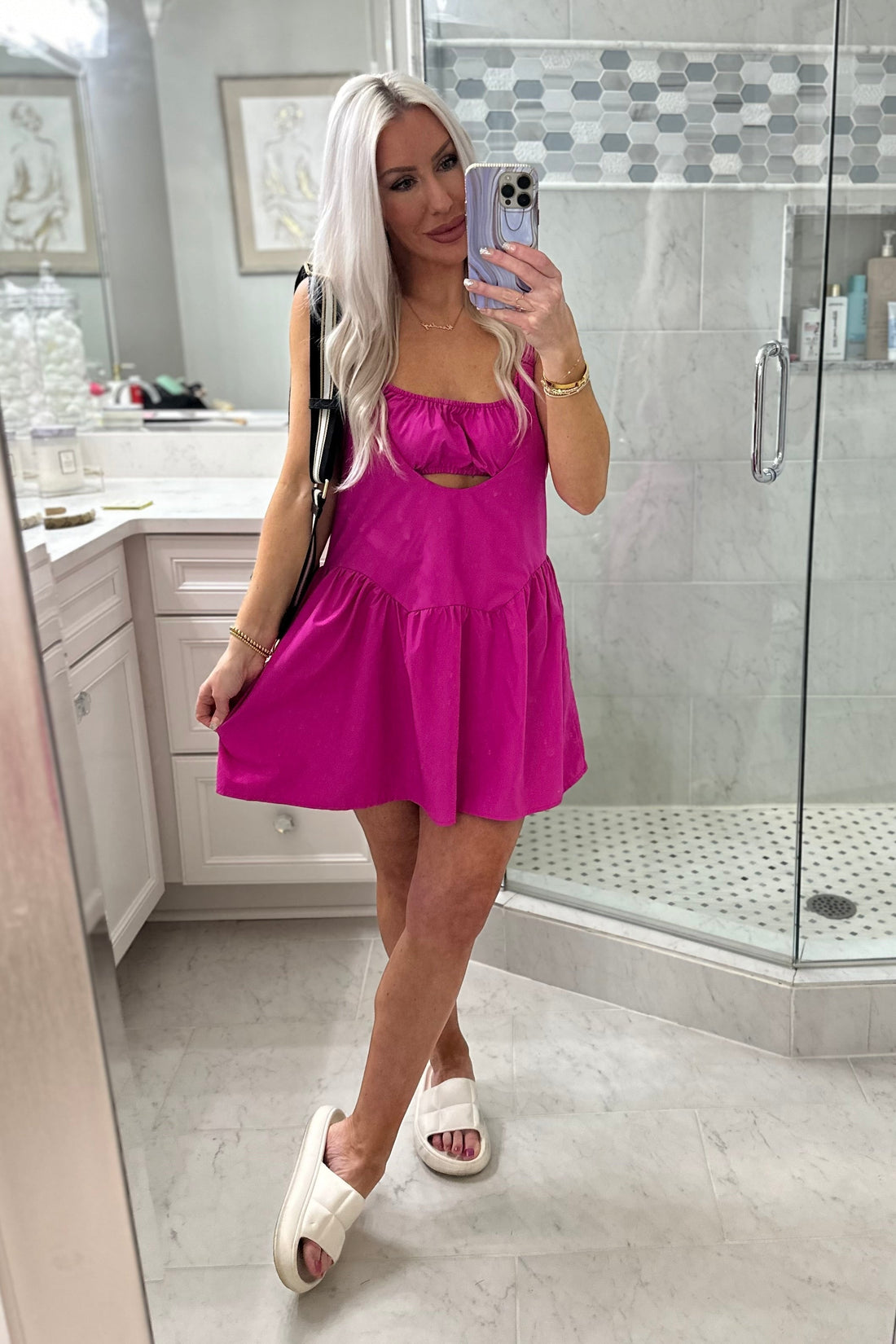 Pink Cut Out Detail Athletic Romper Dress