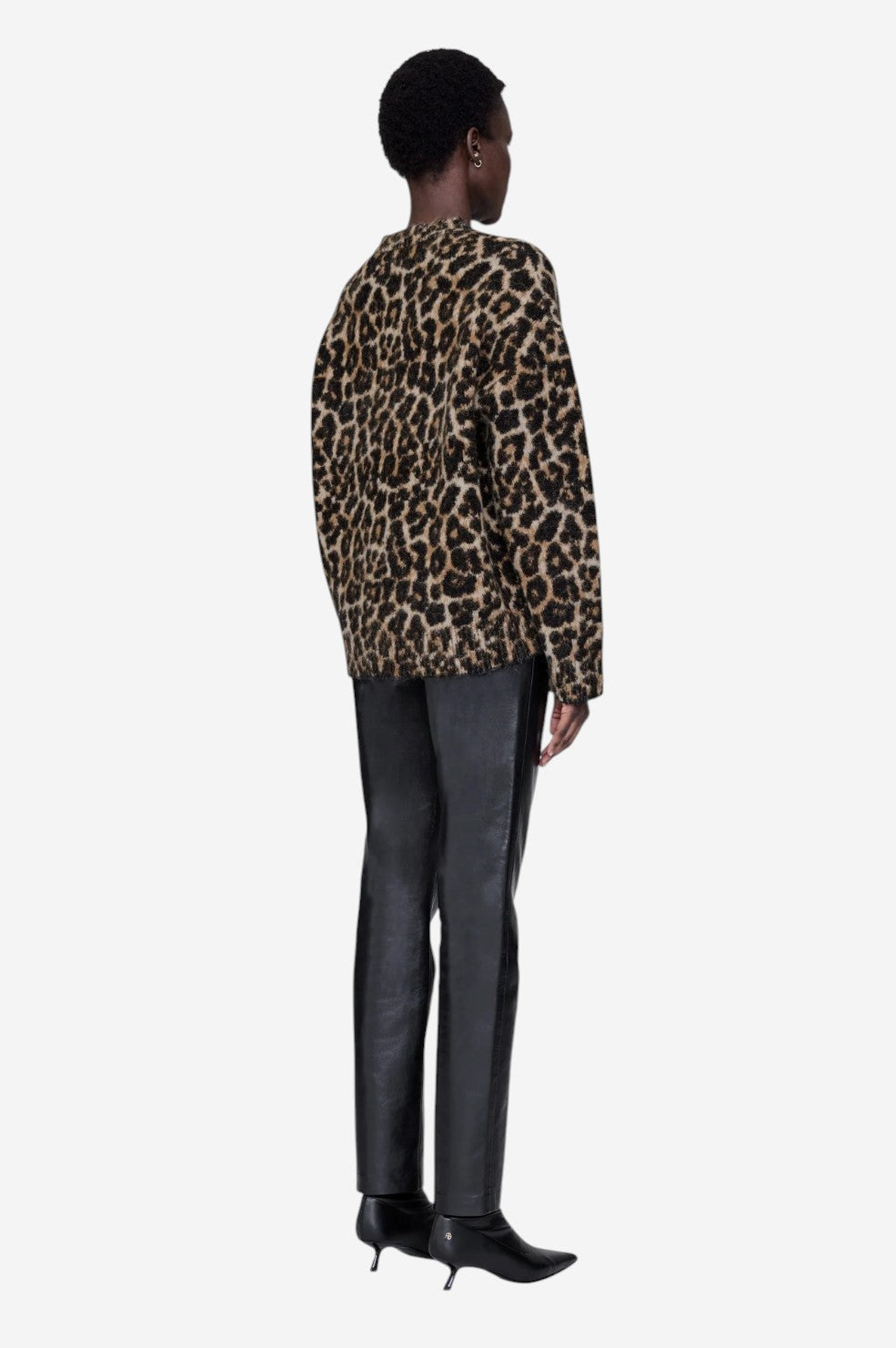 Sydney Crew Sweater - Black And Brown Leopard