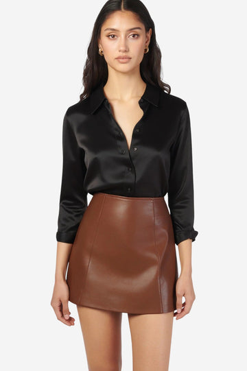 Cillian Genuine Leather Mini Skirt - Mousse