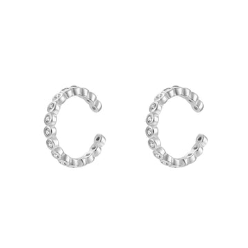 CZ Braided Cuff Silver Earring