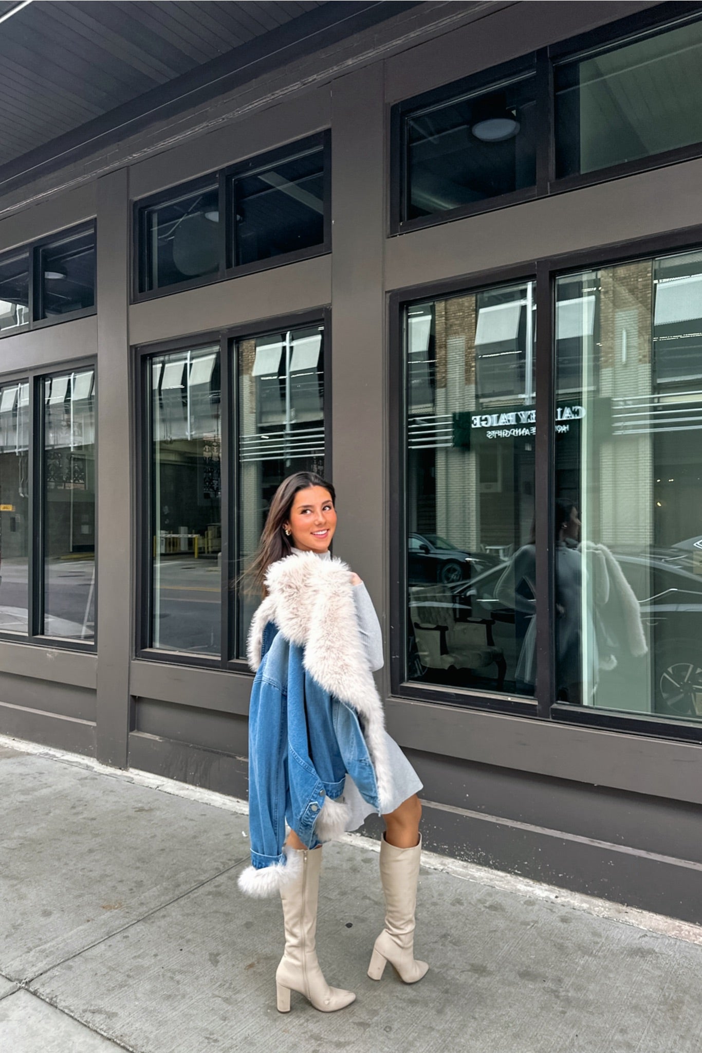 Gray Flare Knit Mini Dress