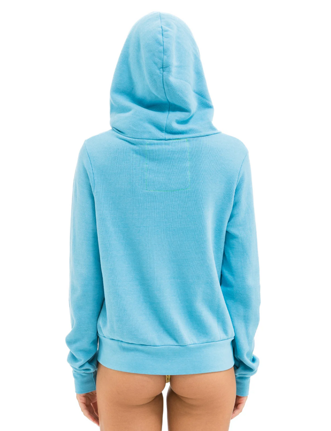 5 Stripe Zip Hoodie, Aquamarine/White Neon