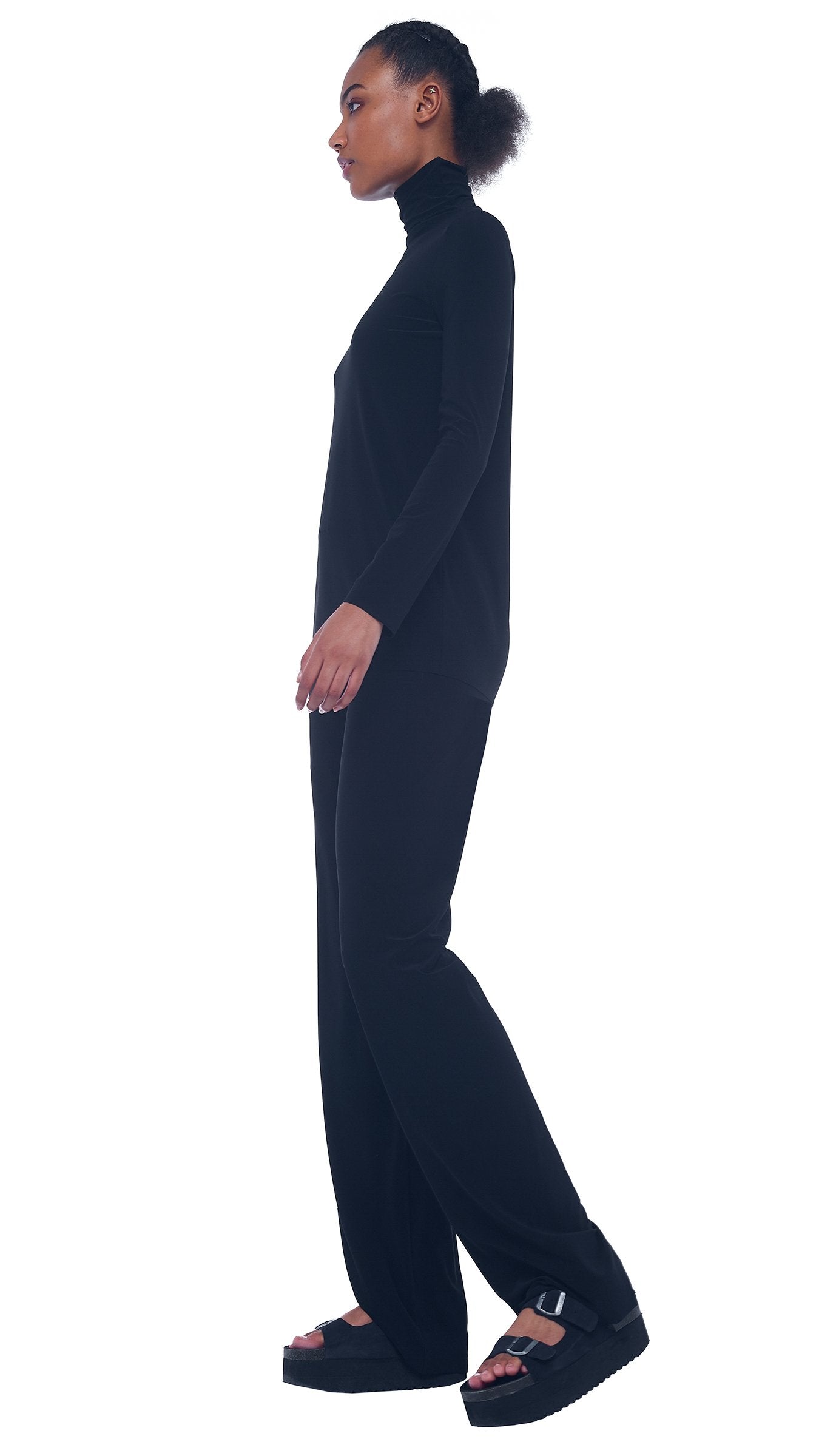 Long Sleeve Turtleneck Top - Black