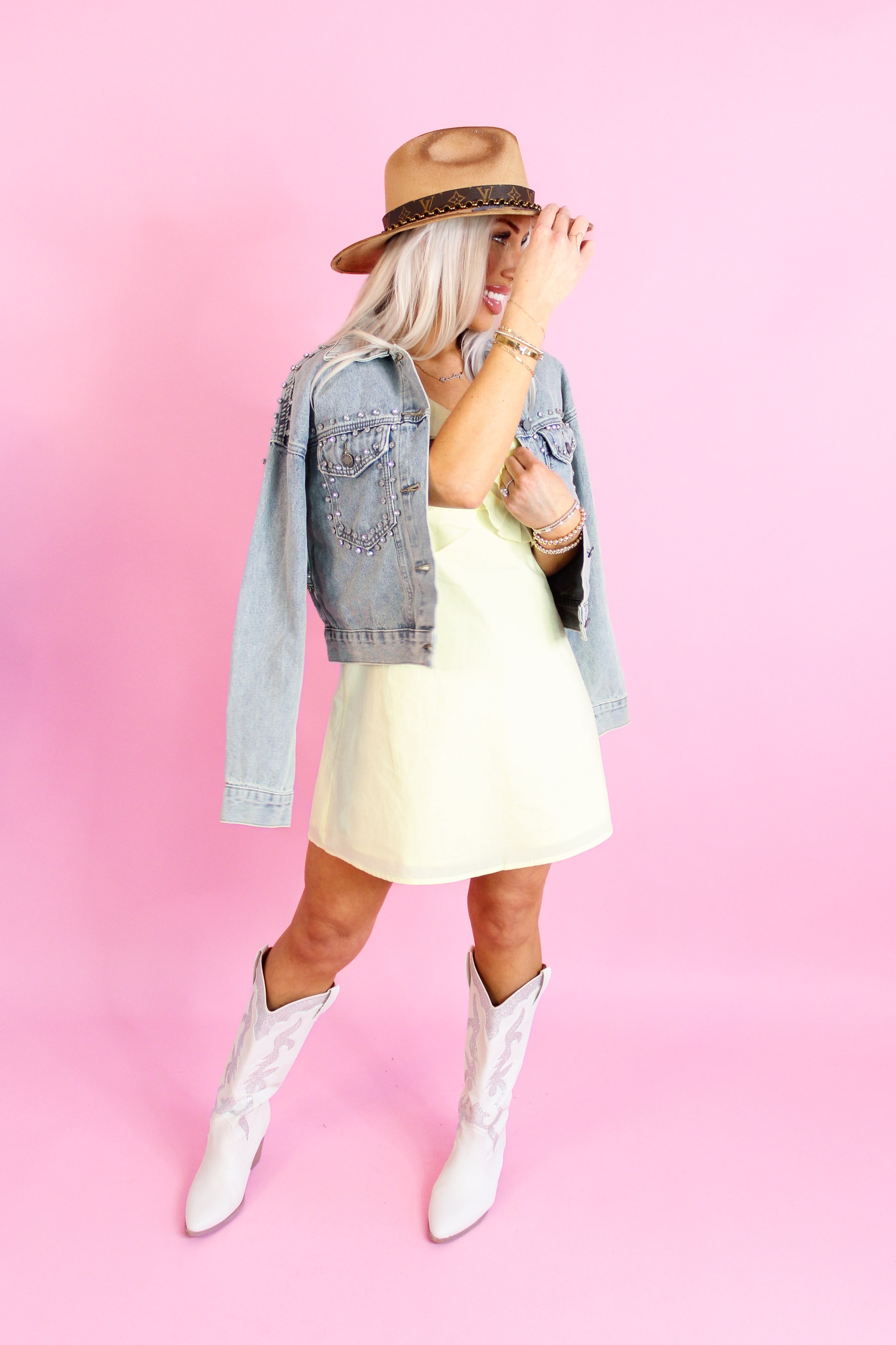 April Rhinestone Detail Denim Jacket