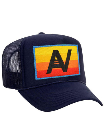 Logo Rainbow Vintage Low Rise Trucker Hat, Navy