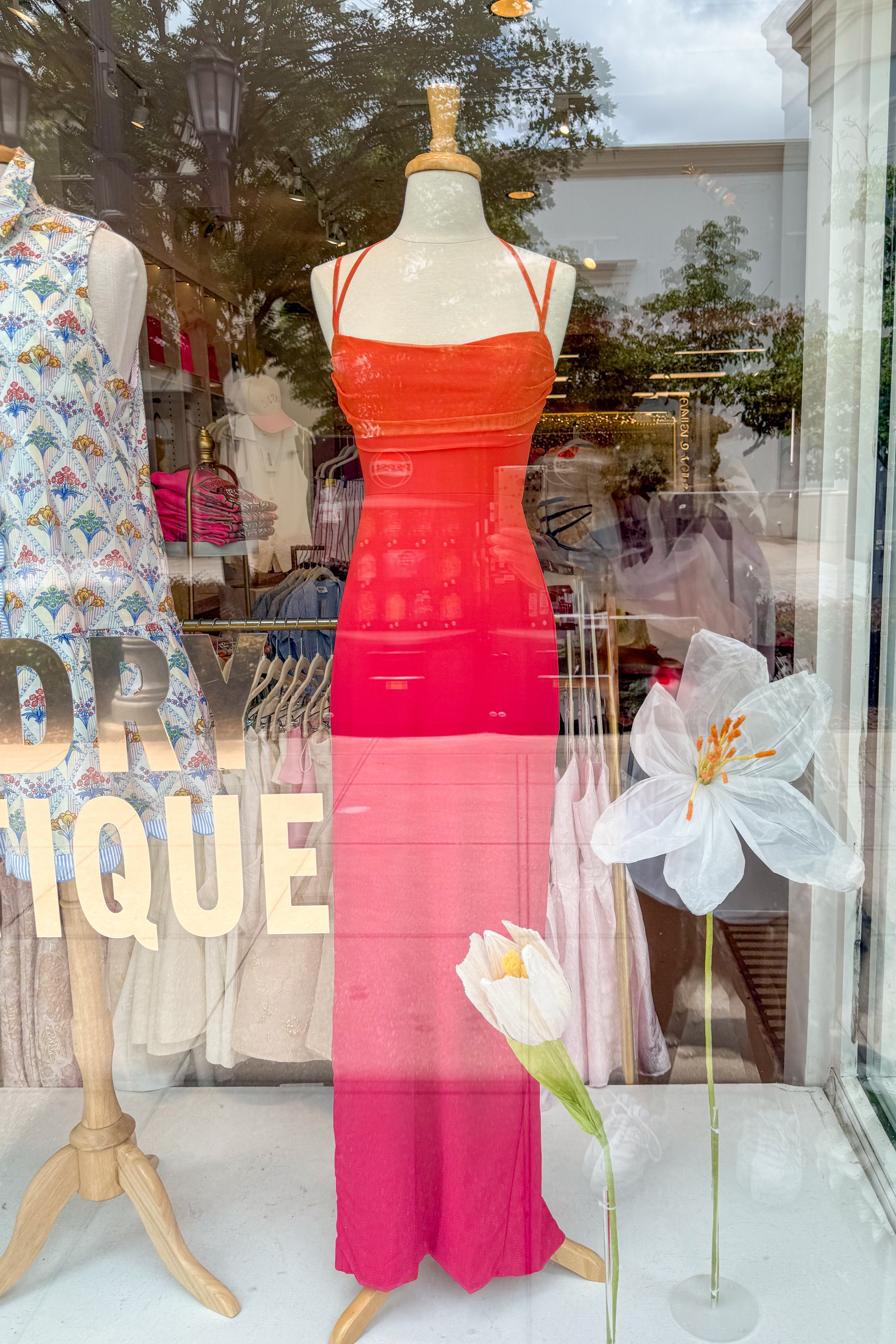 Sunset Ombre Mesh Maxi Dress