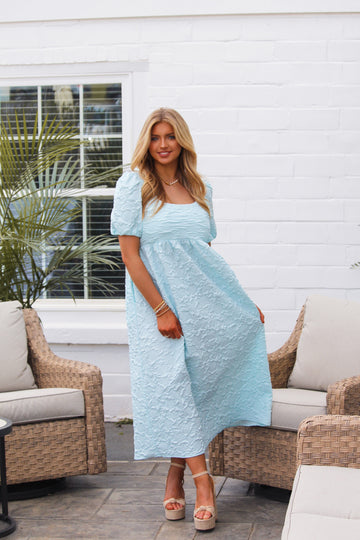 Mint Jacquard Floral Tie Back Maxi Dress