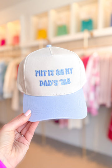 Powder Blue Put It On My Dad's Tab Embroidered Trucker Hat