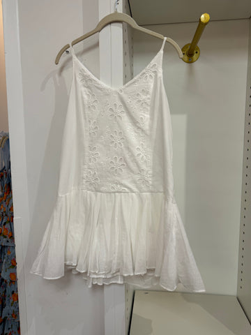 White Floral Eyelet Mini Dress