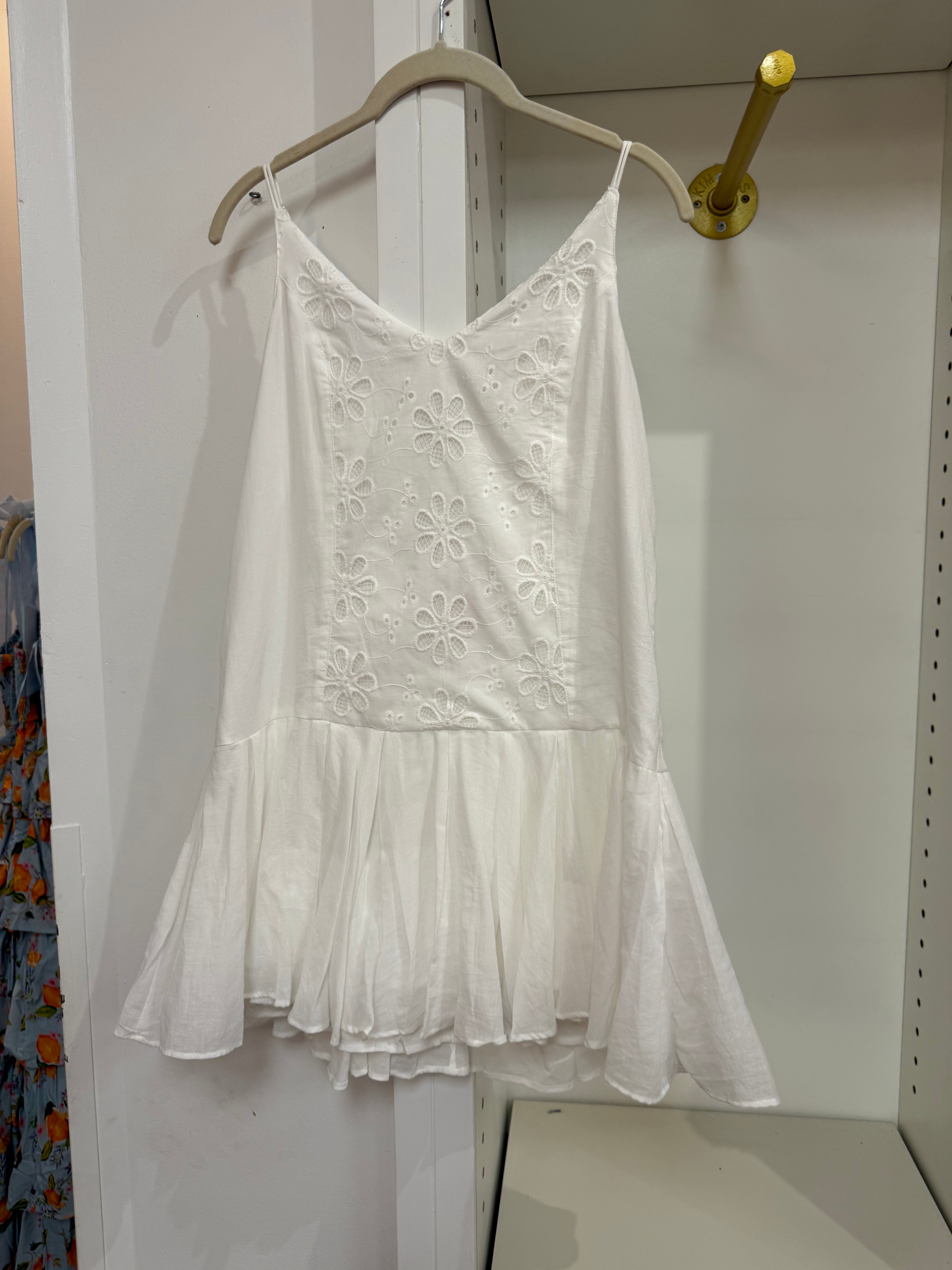 White Floral Eyelet Mini Dress