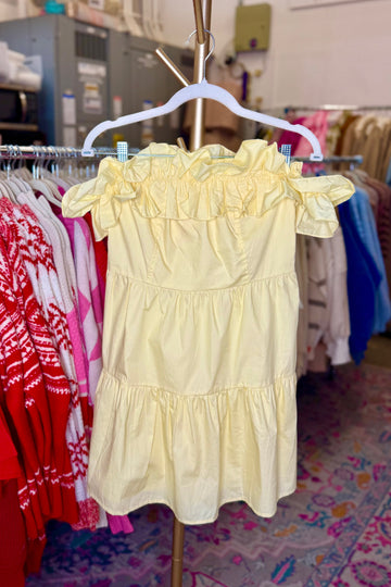 Yellow Off The Shoulder Ruffle Top Mini Dress
