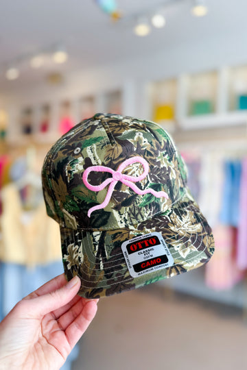 Pink Bow Camo Trucker Hat