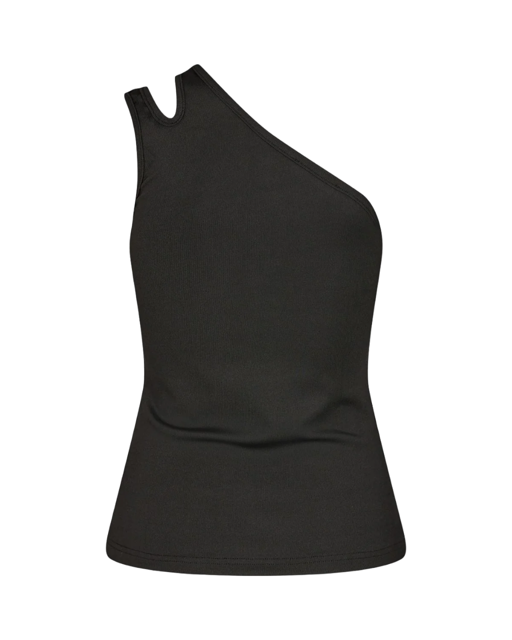 One Shoulder Slit Tank - Black