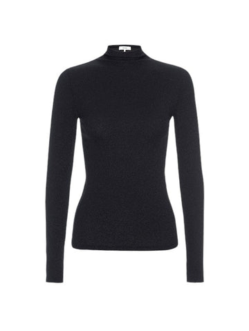 Lurex Turtleneck Top - Black