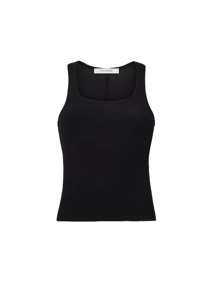 Rib Scoop Neck Tank - Black