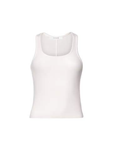Rib Scoop Neck Tank - White