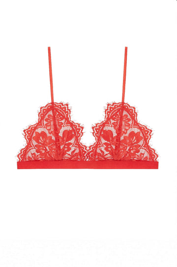 Floral Lace Bra - Red