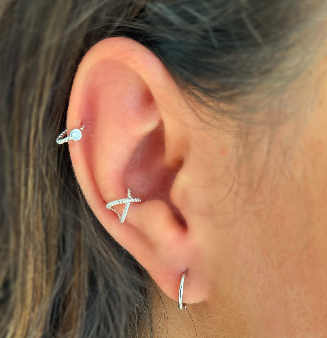 Criss Cross Cuffs Silver Earring